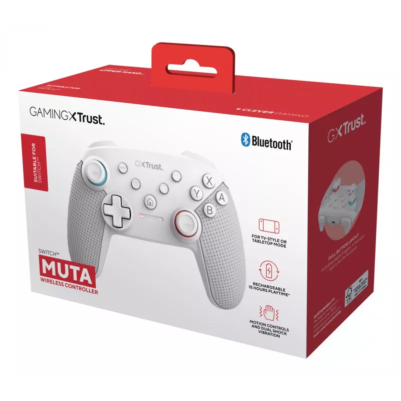 Trust GXT 1246W MUTA White Bluetooth Gamepad Nintendo Switch, Nintendo Switch Lite