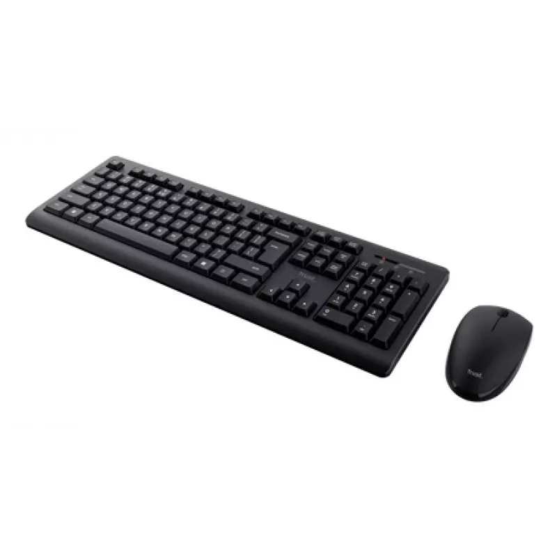 Funk-Tastatur- und Maus-Set TRUST Primo – Full-Size-QWERTY-Membrantastatur, RF Wireless, Schwarz, inklusive Maus