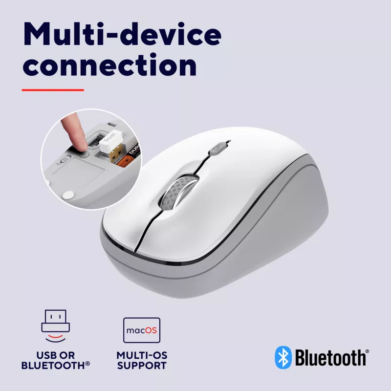 Trust Yvi+ Maus Universal Beidhändig RF Wireless + Bluetooth Optisch 1600 DPI