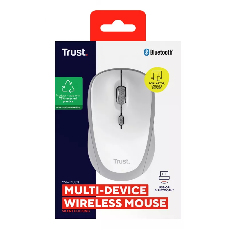 Trust Yvi+ Maus Universal Beidhändig RF Wireless + Bluetooth Optisch 1600 DPI