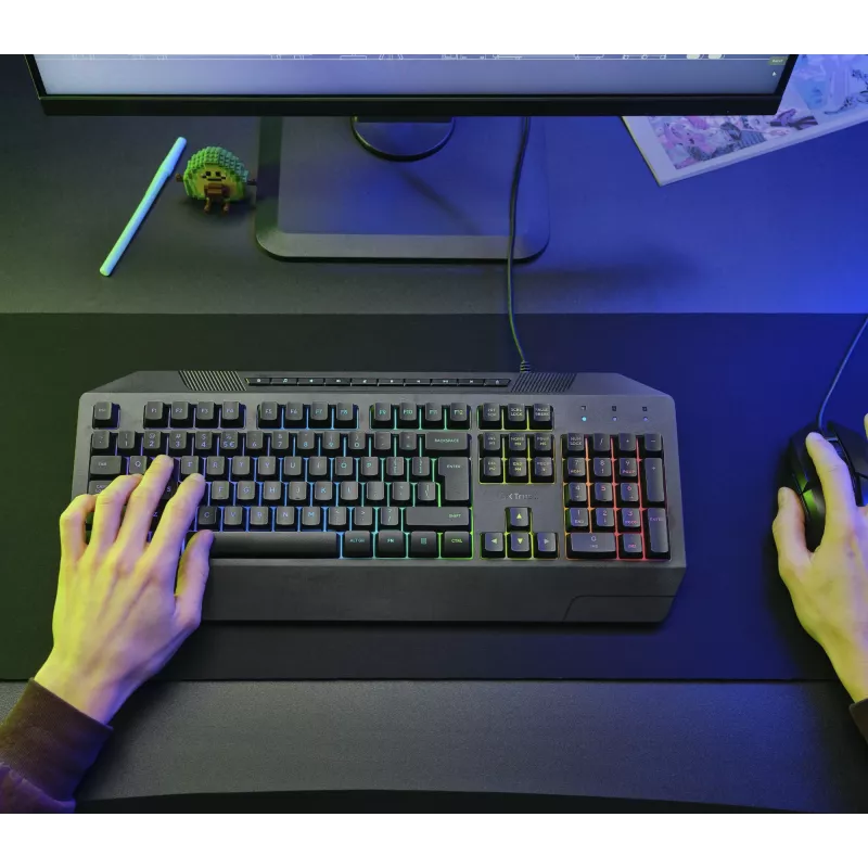 Trust GXT 836 Evocx Tastatur Gaming USB AZERTY Belgisch Schwarz