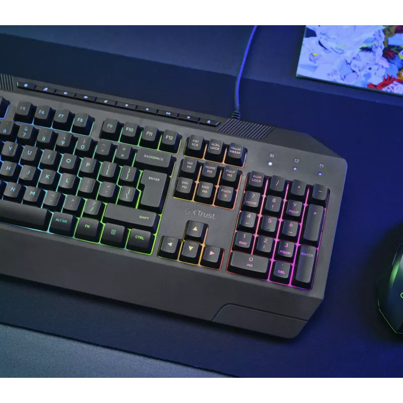 Trust GXT 836 Evocx Tastatur Gaming USB AZERTY Belgisch Schwarz