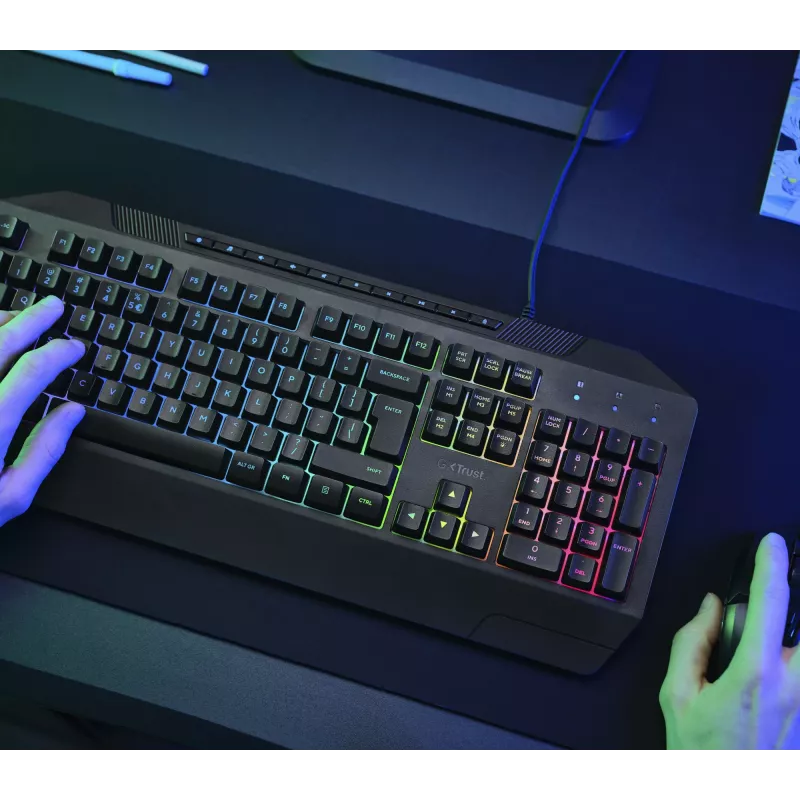 Trust GXT 836 Evocx Tastatur Gaming USB AZERTY Belgisch Schwarz