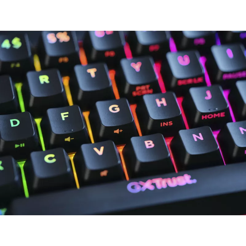 Trust GXT 867 Acira Tastatur Gaming USB AZERTY Belgisch Schwarz, Grau