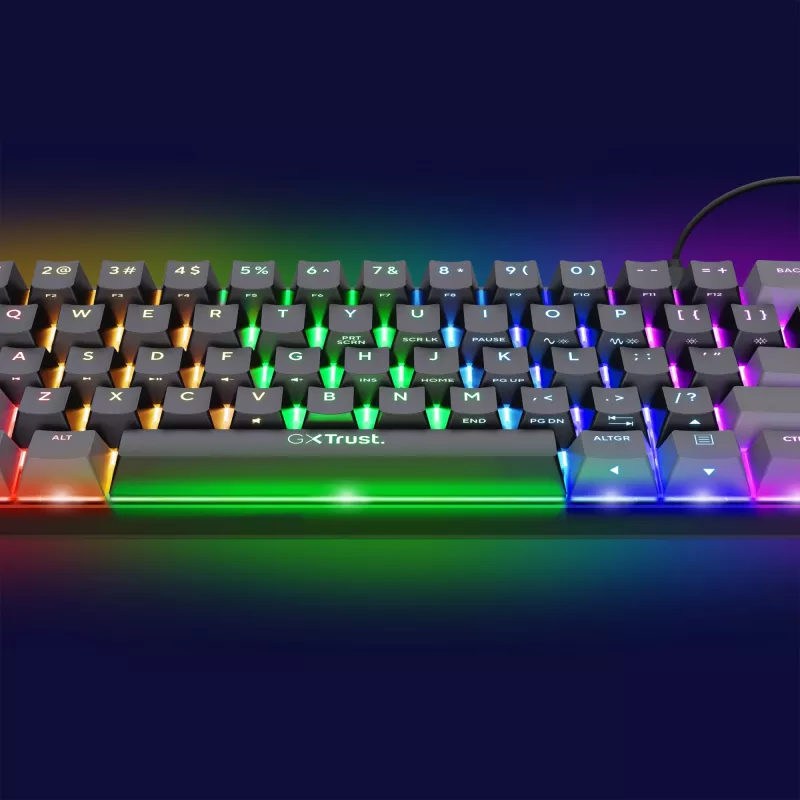 Trust GXT 867 Acira Tastatur Gaming USB AZERTY Belgisch Schwarz, Grau