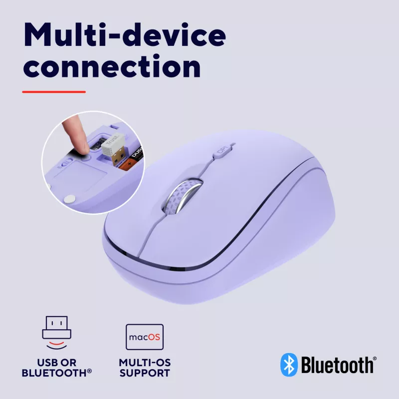Trust Yvi+ Maus Universal Beidhändig RF Wireless + Bluetooth Optisch 1600 DPI