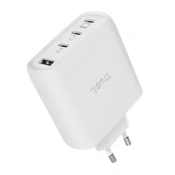 TRUST Maxo 65W Indoor AC-Schnellladegerät, 3x USB-C, max. 20 V, 2 m Kabel, weiß