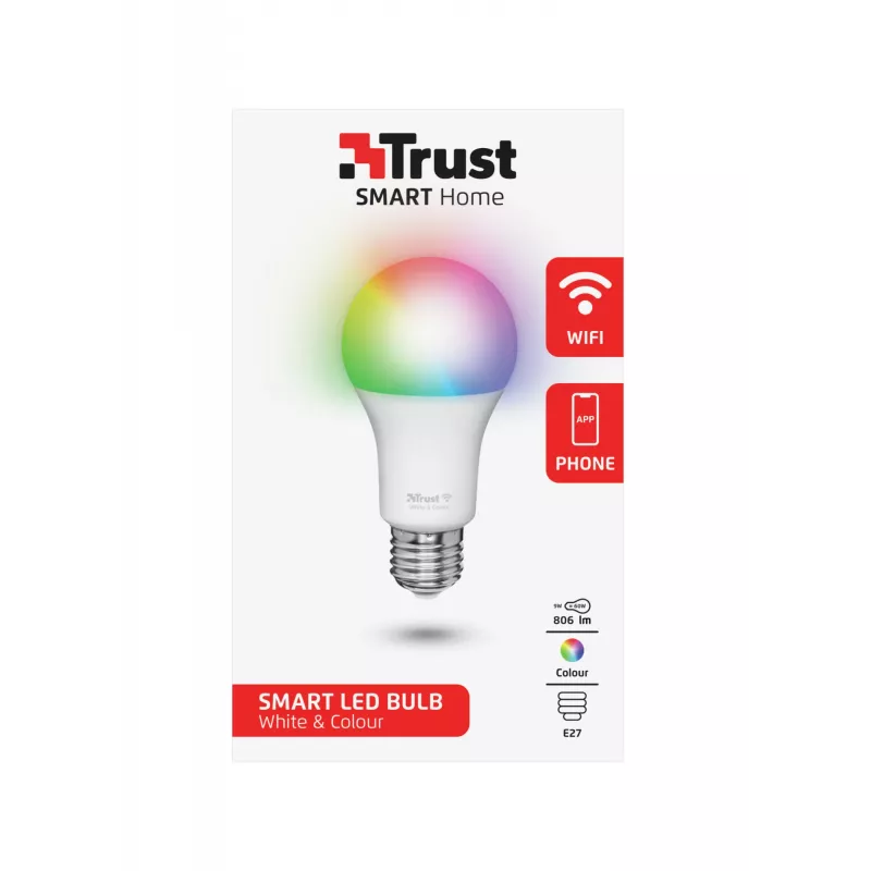 Smarte Glühbirne TRUST 71281 — Wi‑Fi, E27‑Fassung, weiß, 60×60×108 mm