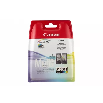 Canon PG-510/CL-511 BK/C/M/Y Tintenpatronen-Multipack, Standard-Reichweite, Schwarz, Cyan, Magenta, Gelb, 2 Stück, 300 Seiten, Multipack