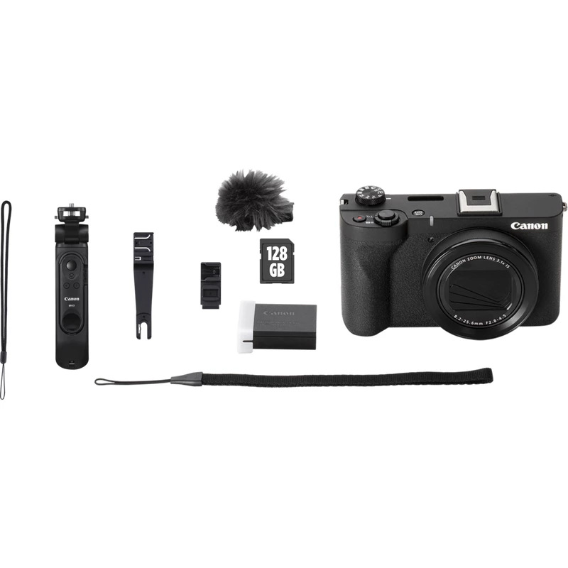 Kompaktkamera Canon PowerShot V1 Premium Vlogger Kit — 22,3 MP, 1/4 Zoll CMOS, 4K UHD, 3,1-fach optischer Zoom, 3 Zoll Touchscreen, Schwarz