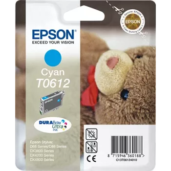 Epson Teddybear Einzelpackung Cyan T0612 DURABrite Ultra Tinte, Cyan, 8 ml, 1 Stück