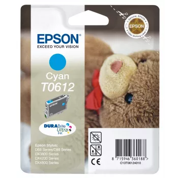 Epson Teddybear Einzelpackung Cyan T0612 DURABrite Ultra Tinte, Cyan, 8 ml, 1 Stück