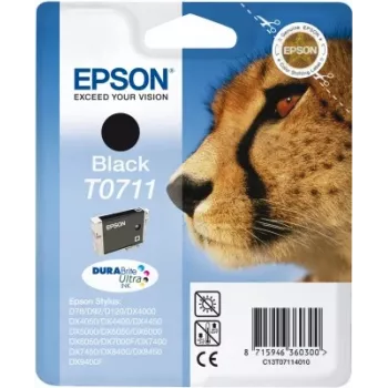 Epson Cheetah Einzelpackung Schwarz T0711 DURABrite Ultra Tinte, Schwarz, Pigmenttinte, 1 Stück
