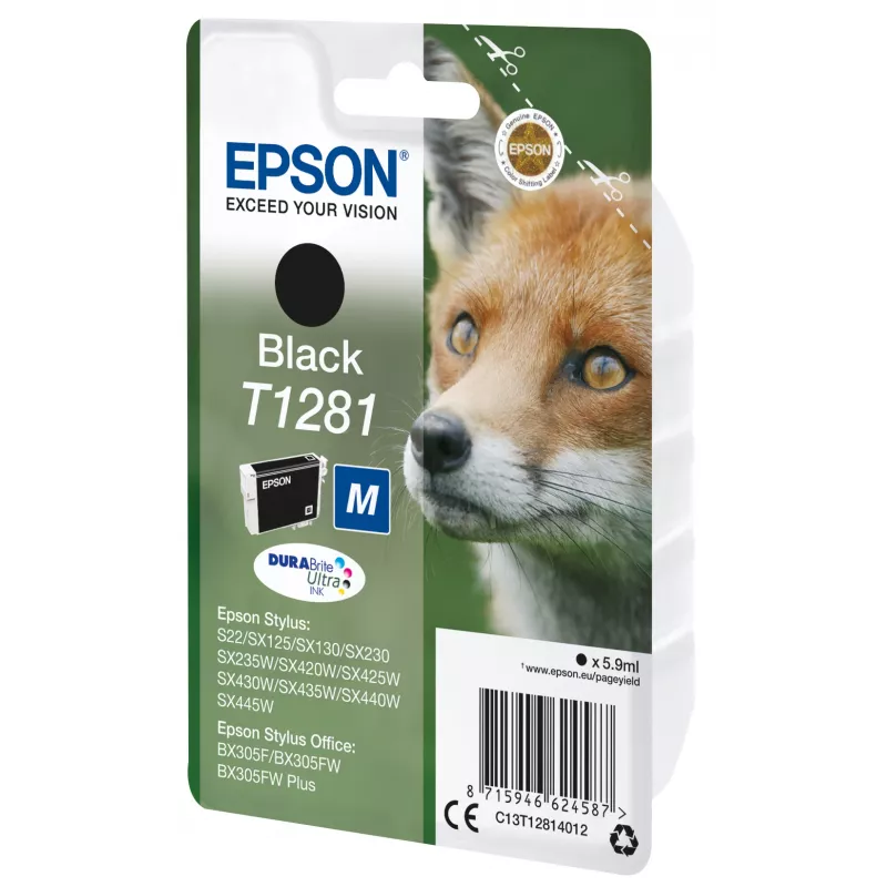 Epson T1281 Fox Einzelpackung Tintenpatrone Schwarz