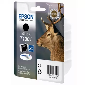 Epson Stag Einzelpackung Schwarz T1301 DURABrite Ultra Tinte, Schwarz, Pigmentbasierte Tinte, 1 Stück