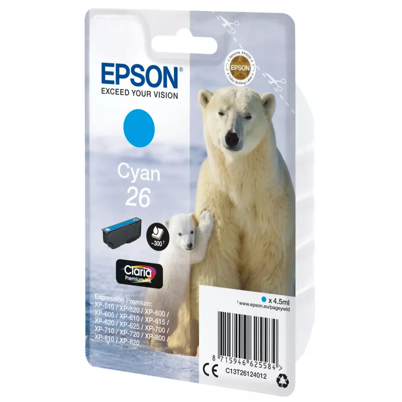 Epson Eisbär Einzelpack Cyan 26 Claria Premium Tinte