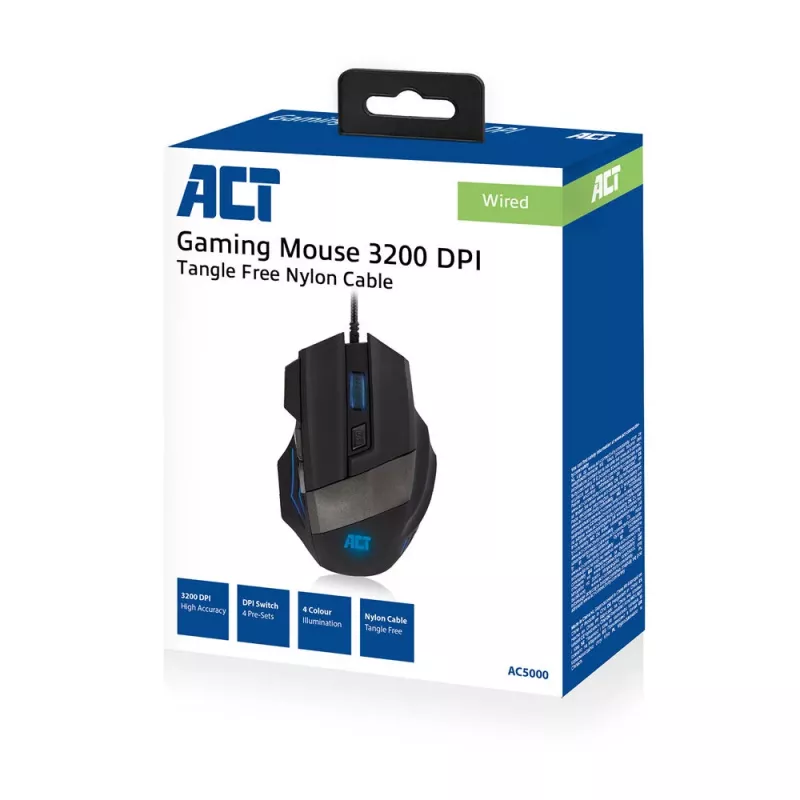 Gaming-Maus ACT Kabel-Gaming-Maus mit Beleuchtung 3200 dpi