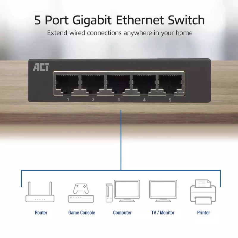 Unmanaged Switch ACT AC4415 Gigabit Ethernet 5 Ports 10 Gbit/s