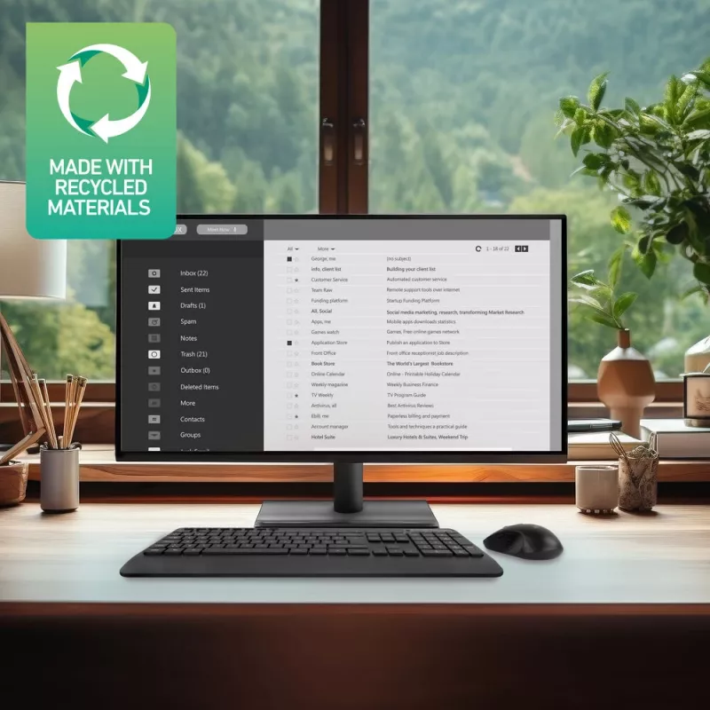 ACT kabelloses Tastatur- und Maus-Set (Azerty), leiser Klick, umweltfreundlich, aus recycelten Materialien