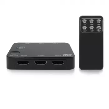 ACT 4K HDMI Switch 5 in, 1 out, HDMI, Schwarz, 2160p, 18 Gbit/s, 4096 x 2160 Pixel, 4K Ultra HD