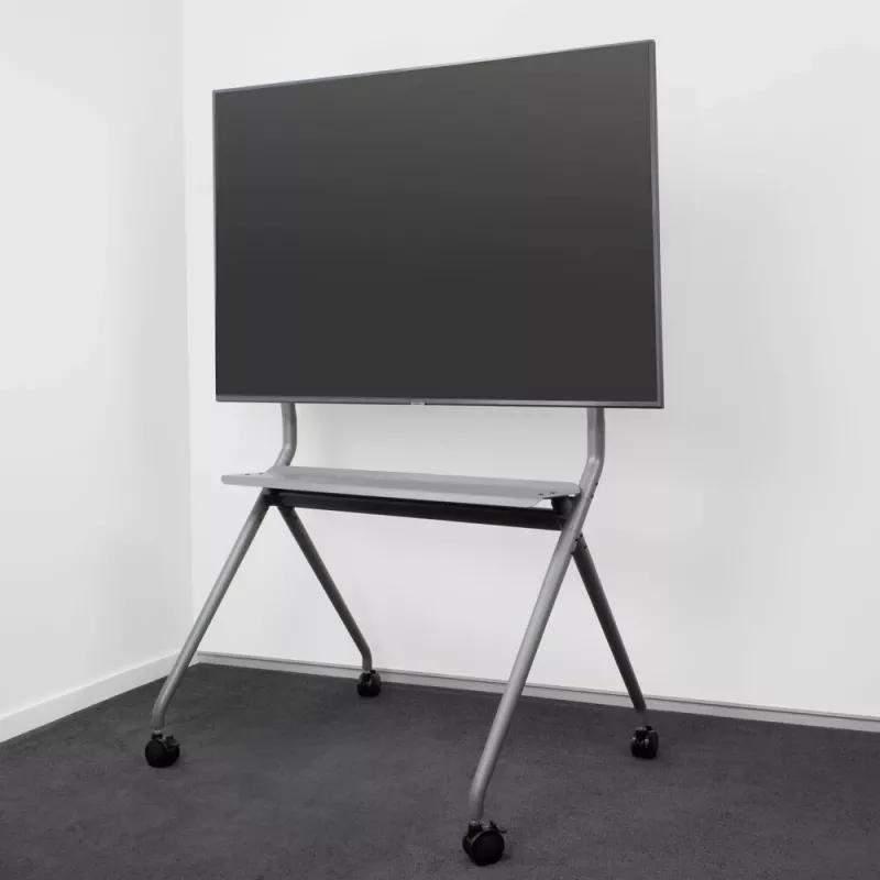 ACT Mobiler TV/Monitor-Bodenständer, 50 inch bis 86 inch, VESA, 127 cm (50 Zoll), 2,18 m (86 Zoll), 200 x 200 mm, 800 x 600 mm, Aluminium, Kunststoff, Stahl, Grau