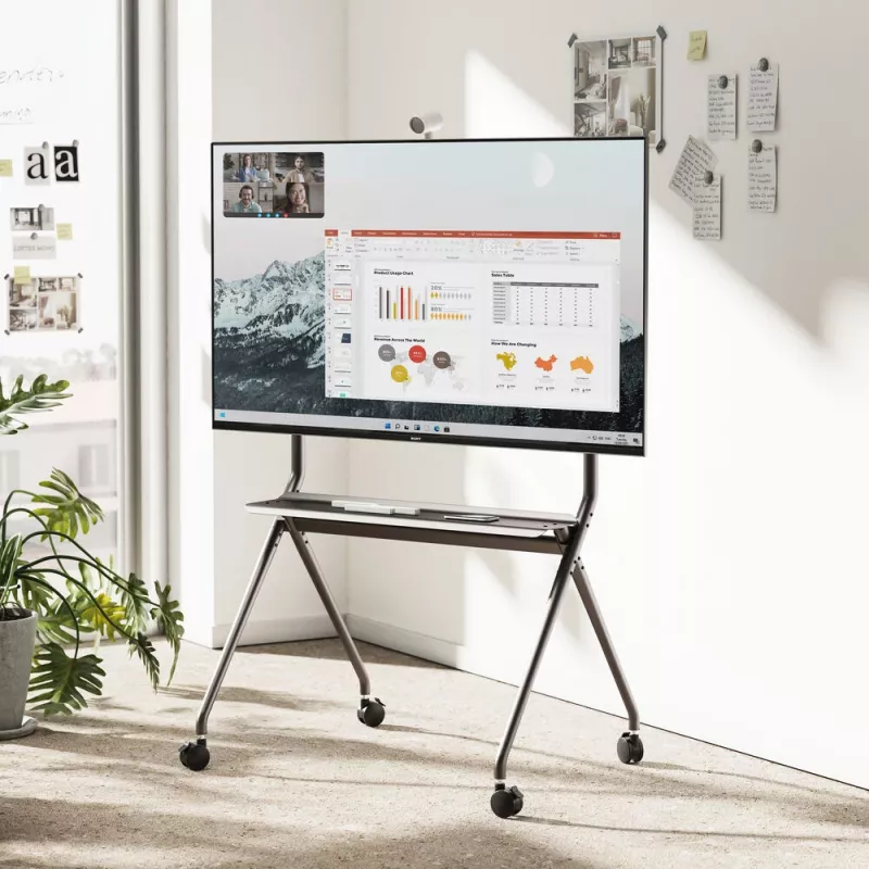 ACT Mobiler TV/Monitor-Bodenständer, 50 inch bis 86 inch, VESA, 127 cm (50 Zoll), 2,18 m (86 Zoll), 200 x 200 mm, 800 x 600 mm, Aluminium, Kunststoff, Stahl, Grau