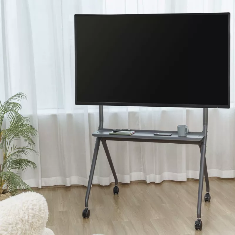 ACT Mobiler TV/Monitor-Bodenständer, 50 inch bis 86 inch, VESA, 127 cm (50 Zoll), 2,18 m (86 Zoll), 200 x 200 mm, 800 x 600 mm, Aluminium, Kunststoff, Stahl, Grau