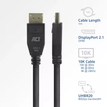 ACT AK4082 DisplayPort-Kabel 2 m Schwarz