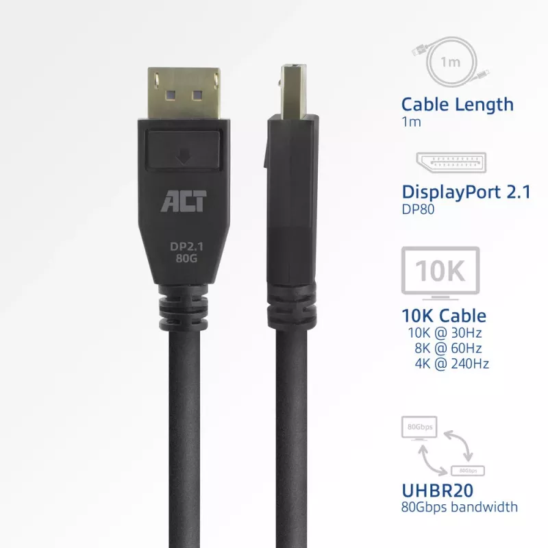 ACT AK4082 DisplayPort-Kabel 2 m Schwarz