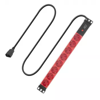 Stromverteilungseinheit ACT PD3004 19 Zoll C14 IEC60320 mit 8 Typ-F-Steckdosen, 3 m H05VV-F 3G1.0, 230 V 10 A