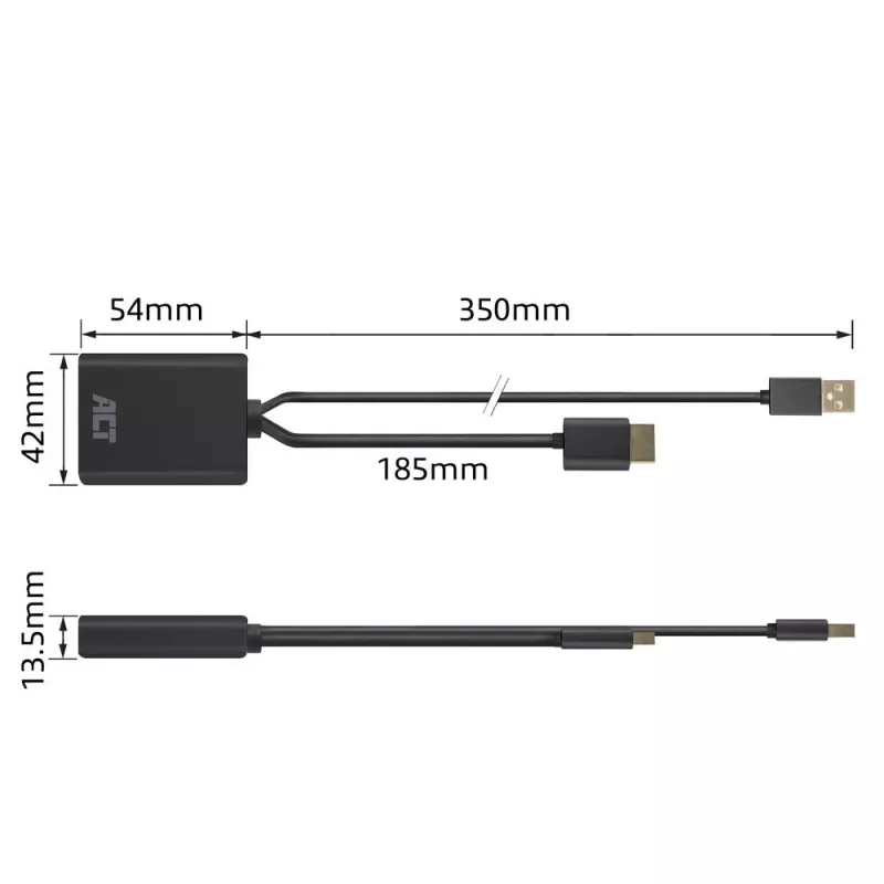 ACT AC7536 Videokabel-Adapter 0,24 m HDMI + USB DisplayPort Schwarz