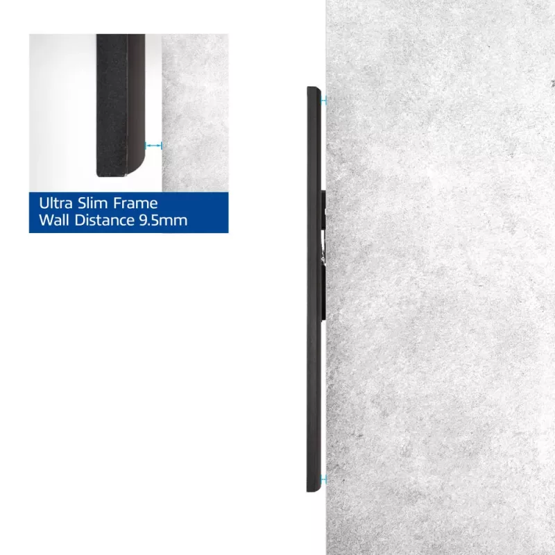ACT Feste TV-Wandhalterung AC8356 für 37-Zoll- bis 80-Zoll-Fernseher, ultraflach, VESA 200x200–600x400, 75 kg Tragkraft, 9,5 mm Wandabstand, schwarz