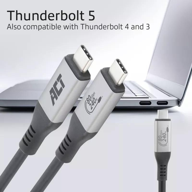 ACT USB4 80Gbps Thunderbolt 5 Kabel 240W USB Type-C, USB-IF zertifiziert, 1,5 Meter
