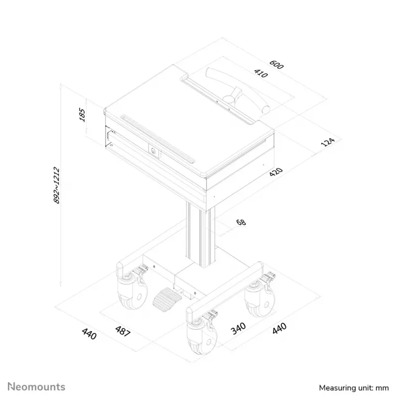 Neomounts MED-M100 Medical mobile workstation -17 Zoll - Gasfeder - abschließbar