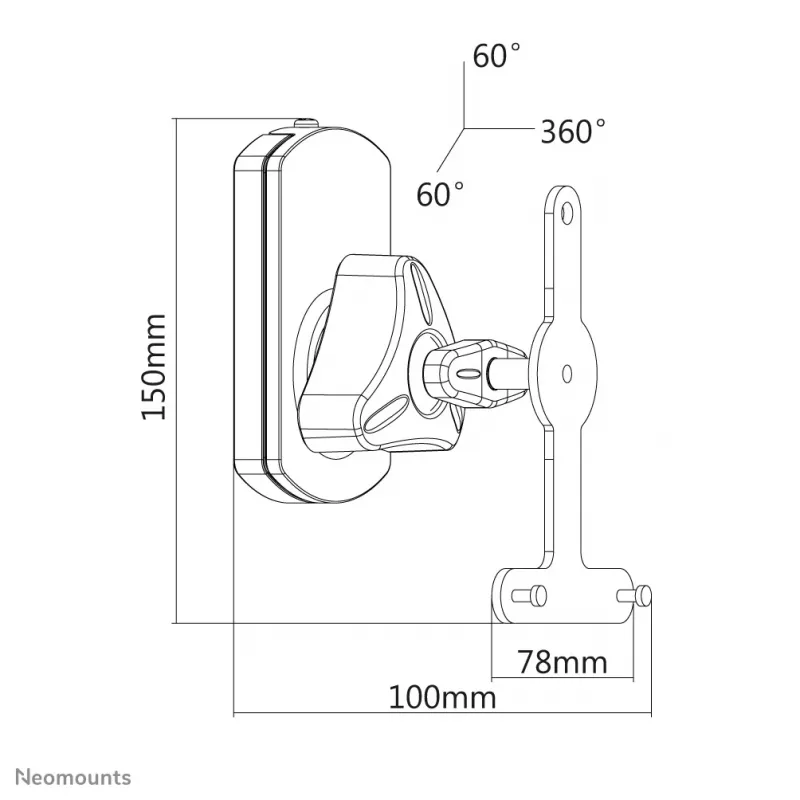 Wand- und Deckenhalterung Neomounts für Sonos Play: kompatibel mit Play:1 und Play:3, weiß, maximale Belastung 10 kg, Tiefe 100 mm