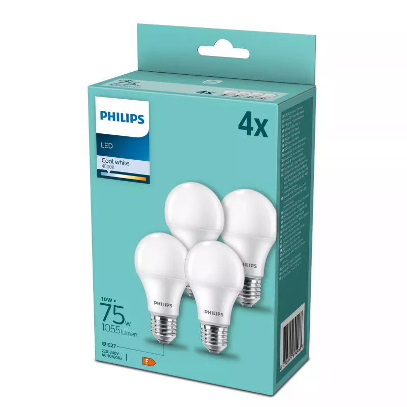 Philips LED-Lampe E27 4er-Pack, 75 W Entsprechung, 4000 K