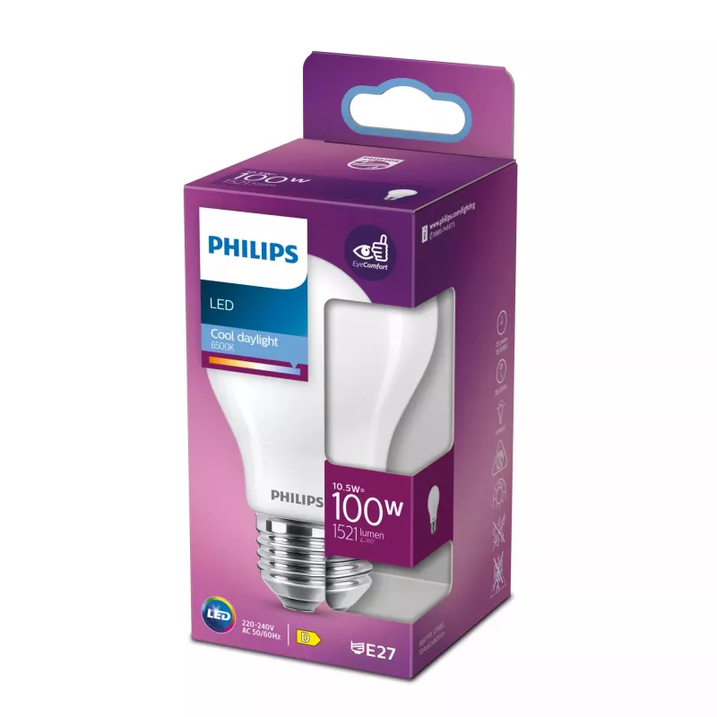 Philips LED-Lampe Tageslichtweiß 6500 K 10,5 W E27 D