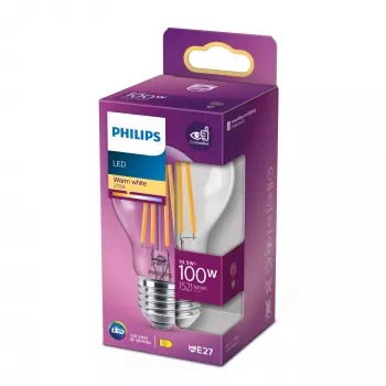 Philips Filament Bulb Clear 100W A60 E27 10,5W Warmweiß 1521lm