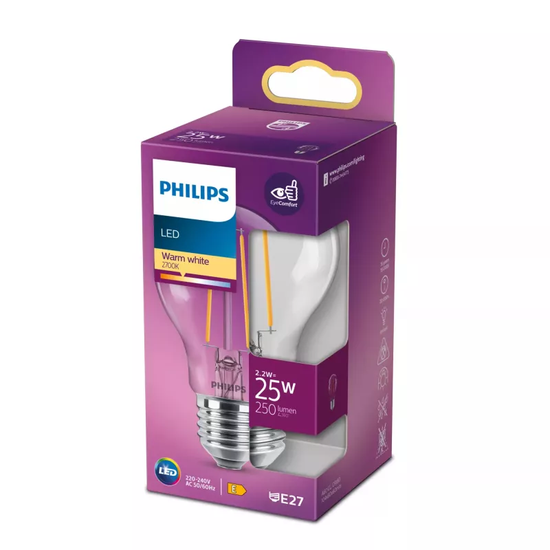 Philips LED-Leuchtmittel Warmweiß 2700 K 2,2 W E27 E