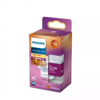 Spot-Leuchtmittel Philips MR16 GU5.3 7W (entspricht 50W), 621 lm, 2200K Warmweiß, 36° Abstrahlwinkel, CRI 80, 15000 h