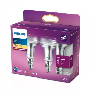 Philips Reflector 40W R50 E14 x2, 2,8 W, 40 W, E14, 210 lm, 15000 h, Warmweiß