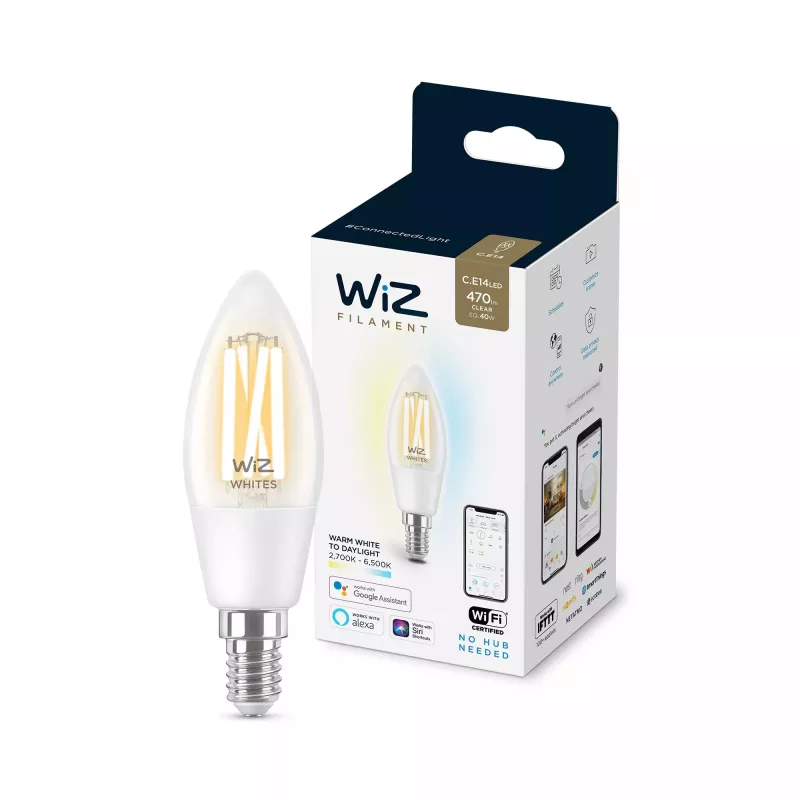 Smart bulb WiZ Filament Candle klar 4,9 W C35 E14 Wi-Fi Weiß