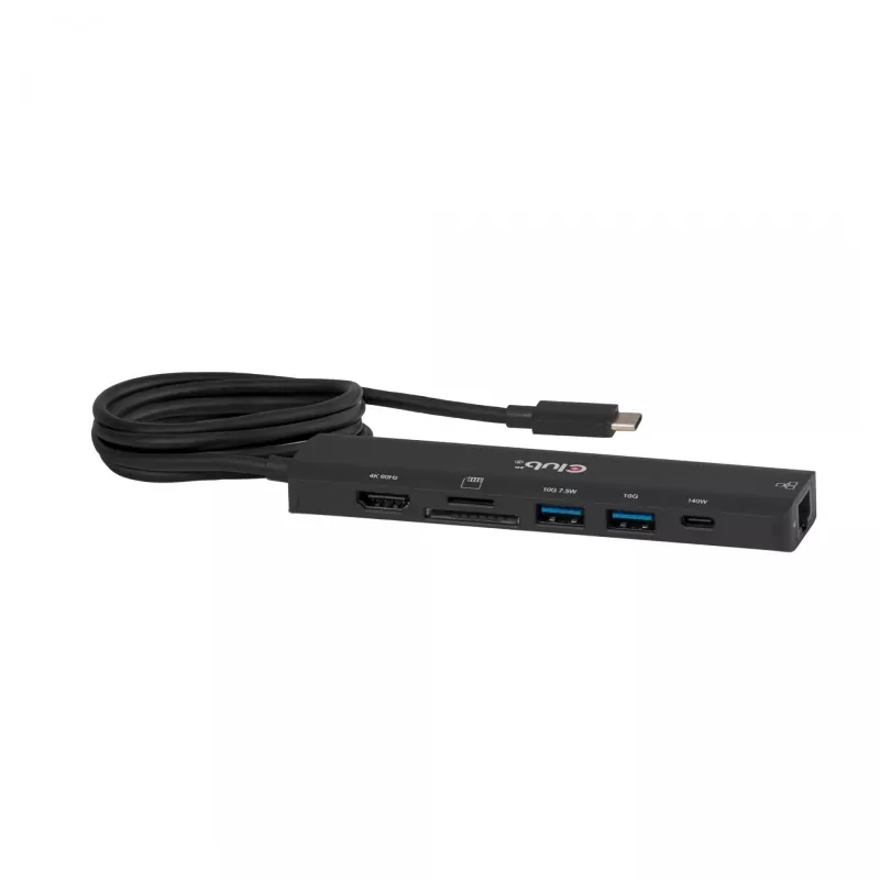 USB-C auf HDMI Hub CLUB3D 7-1 — kabelgebunden, Gigabit Ethernet, schwarz, 136×34×94,5 mm