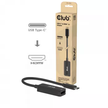 USB-C auf HDMI 2.1 Adapter Club 3D CAC-2505 — 8K@60Hz, USB Type-C auf HDMI + USB, 0,12 m