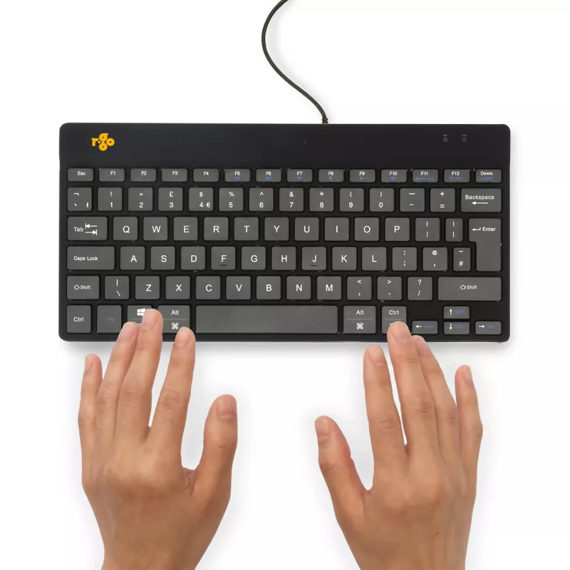 R-Go Tools Ergonomische Tastatur R-Go Compact Break, kompakte Tastatur mit Pausensoftware, QWERTY (UK), kabelgebunden, schwarz