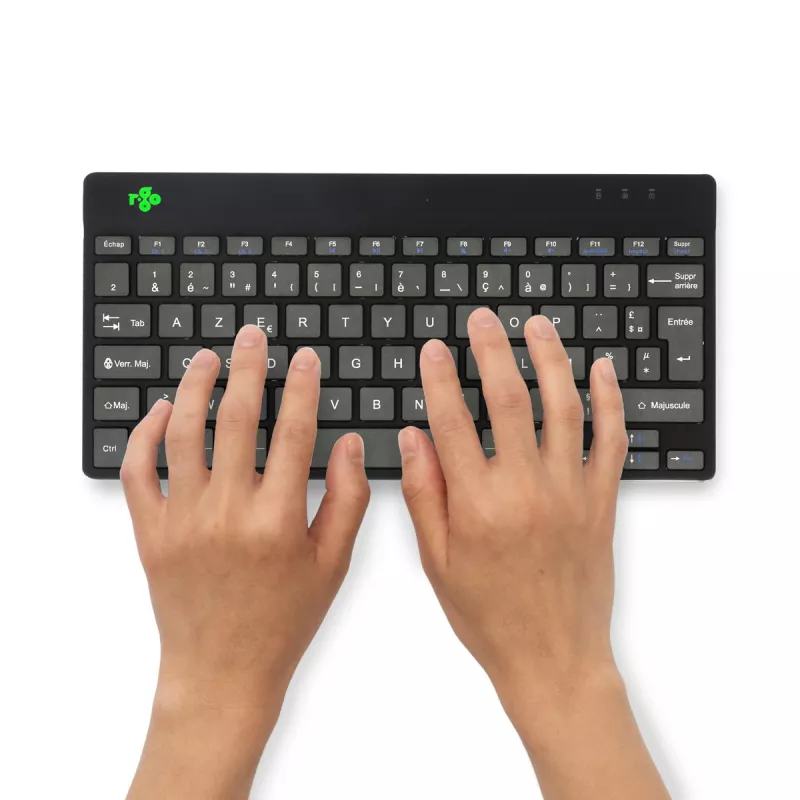 Ergonomische Tastatur R-Go Tools R-Go Compact Break, kompakte Tastatur mit Pausensoftware, AZERTY (FR), Bluetooth, schwarz