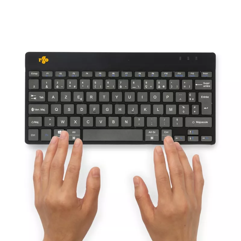 Ergonomische Tastatur R-Go Tools R-Go Compact Break, kompakte Tastatur mit Pausensoftware, AZERTY (FR), Bluetooth, schwarz