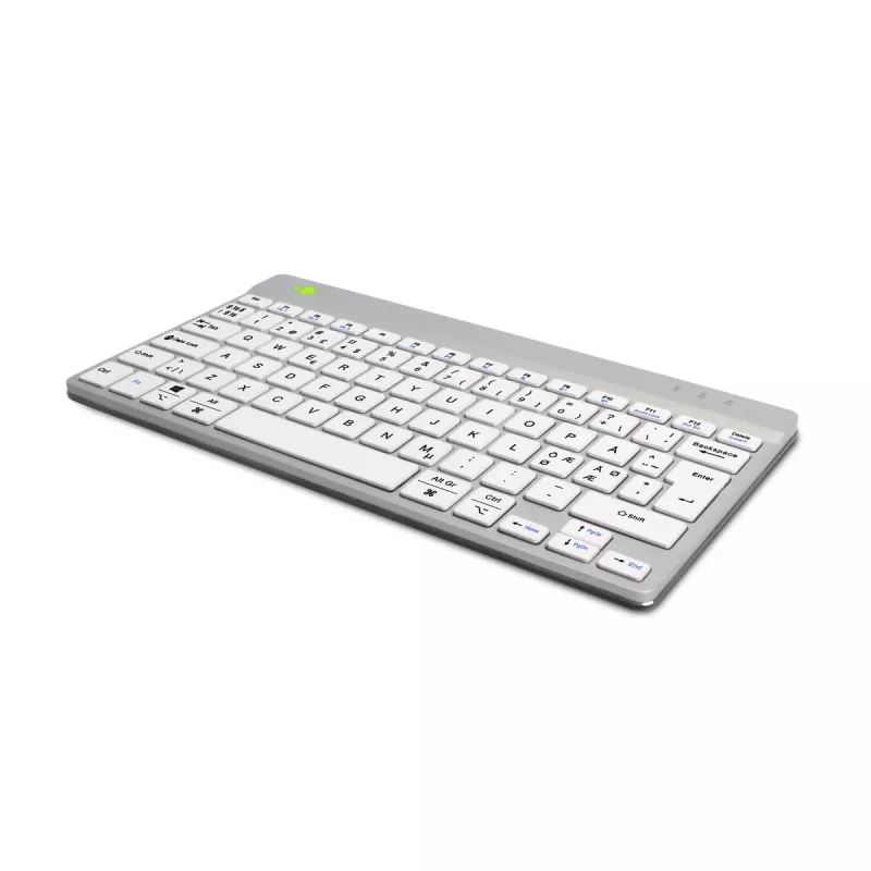 R-Go Tools Ergonomische Tastatur R-Go Compact Break, kompakte Tastatur mit Pausensoftware, QWERTY (NORDIC), Bluetooth, weiß