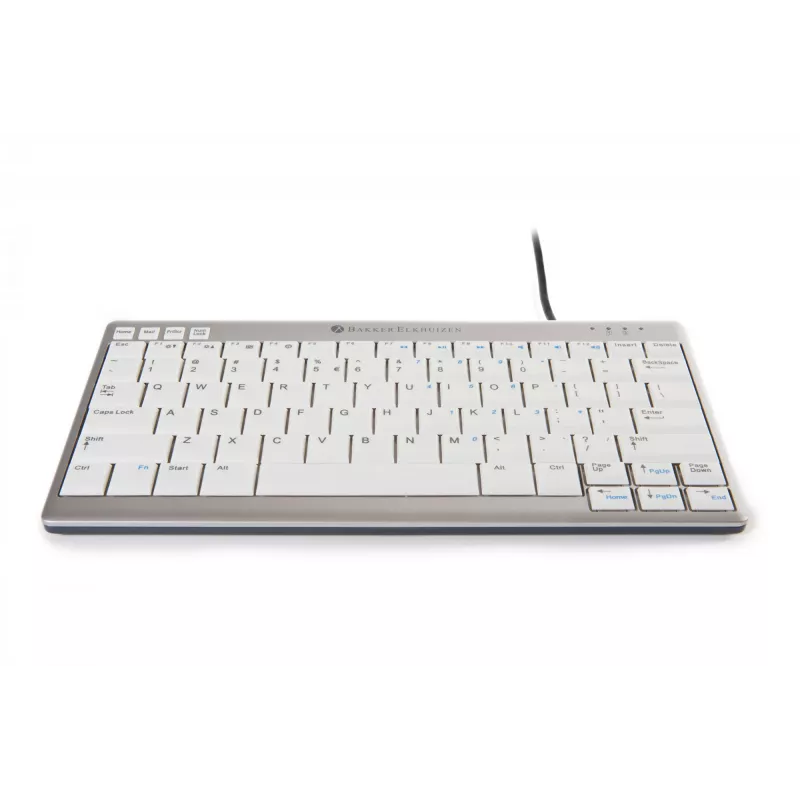 BakkerElkhuizen UltraBoard 950 BE Azerty, Mini, Kabelgebunden, USB, Scherentastenschalter, AZERTY, Hellgrau, Weiß