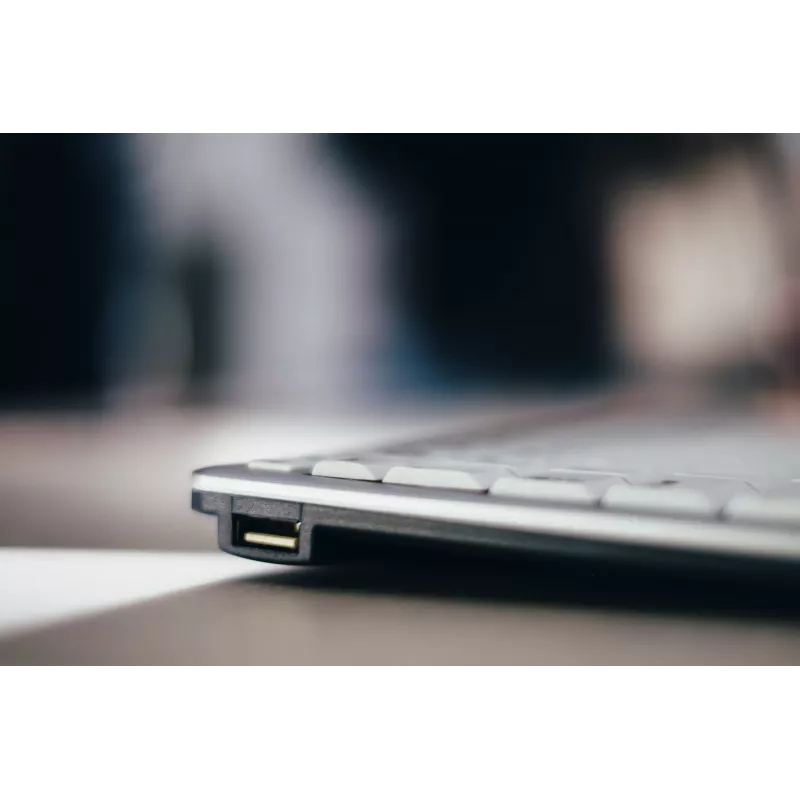 BakkerElkhuizen UltraBoard 950 BE Azerty, Mini, Kabelgebunden, USB, Scherentastenschalter, AZERTY, Hellgrau, Weiß